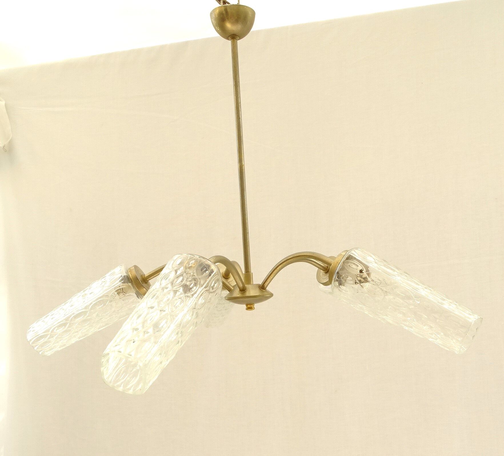 Transparent glass chandelier conical shape painted metal stucture