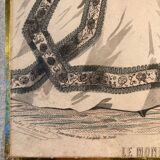 Cadre ancien avec page illustrée du journal "Moniteur de la mode", Paris, fin XIXe