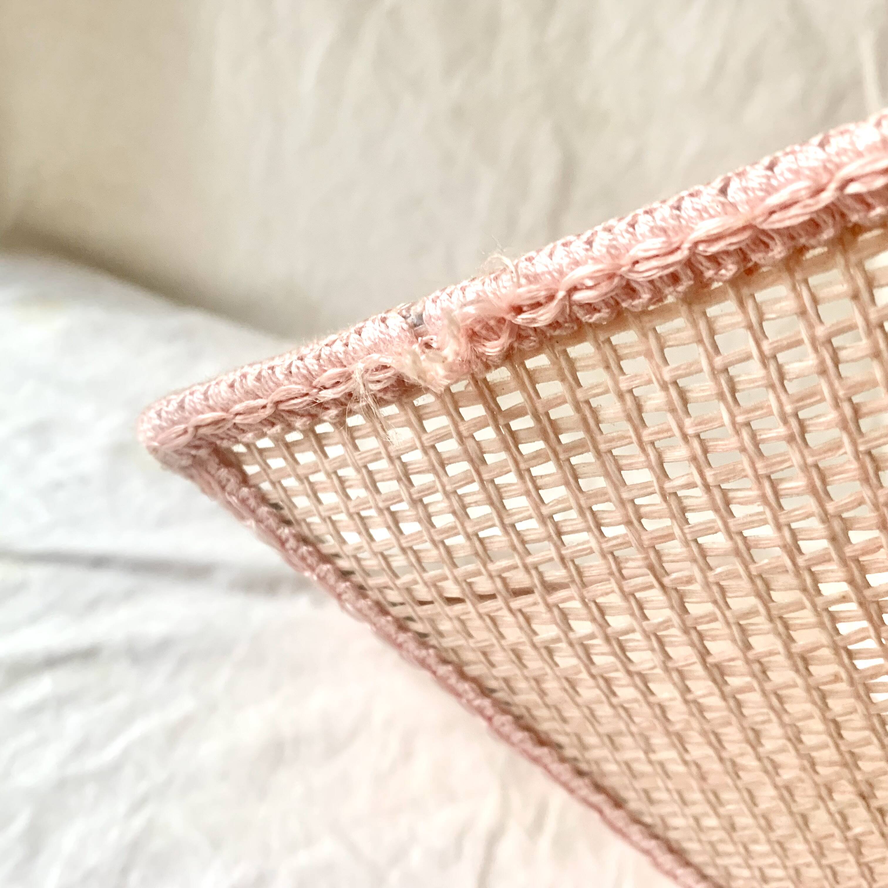 Vintage cane pendant light - pink rope