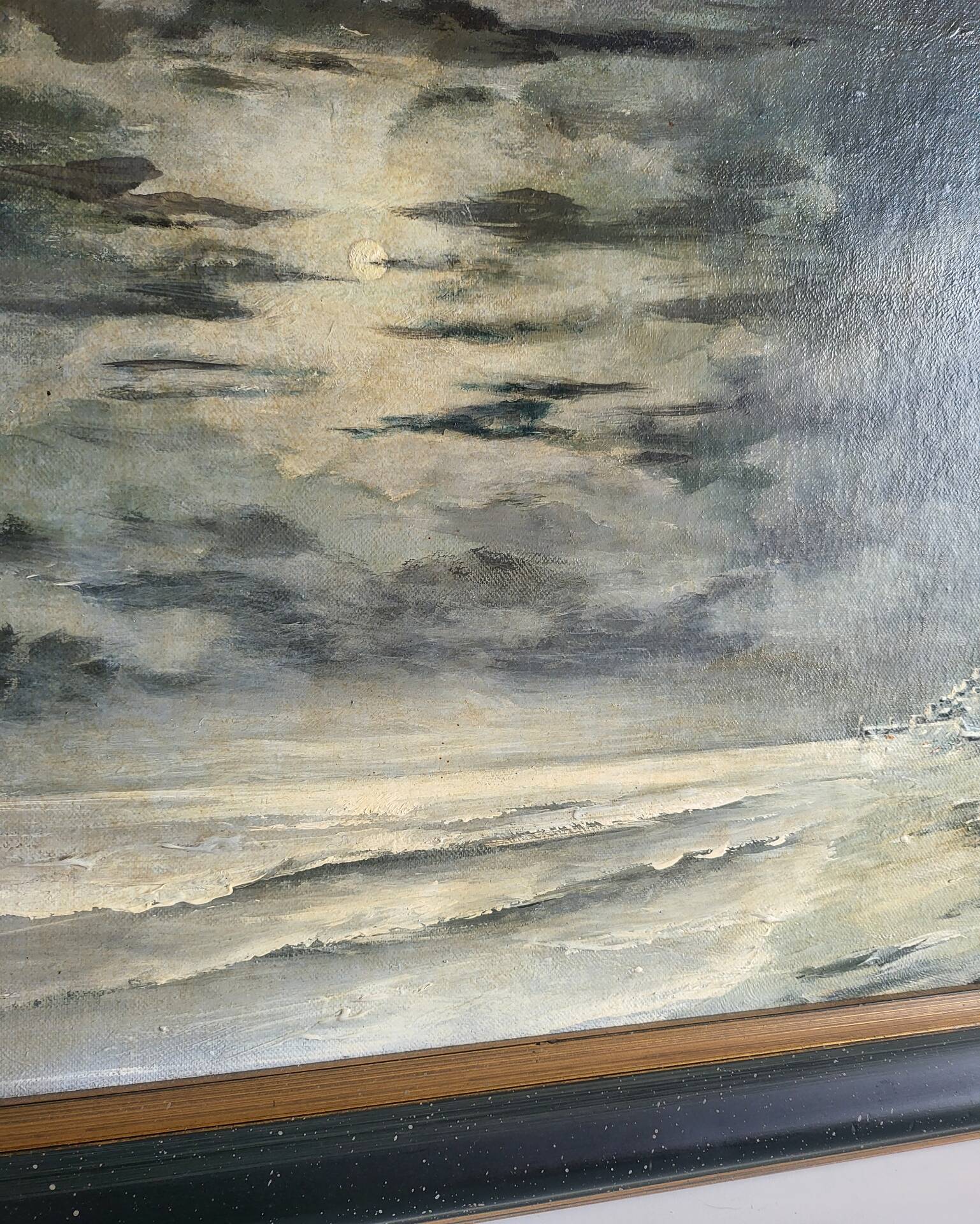 Oil on Panel P. Scherer Moonlit Seascape
