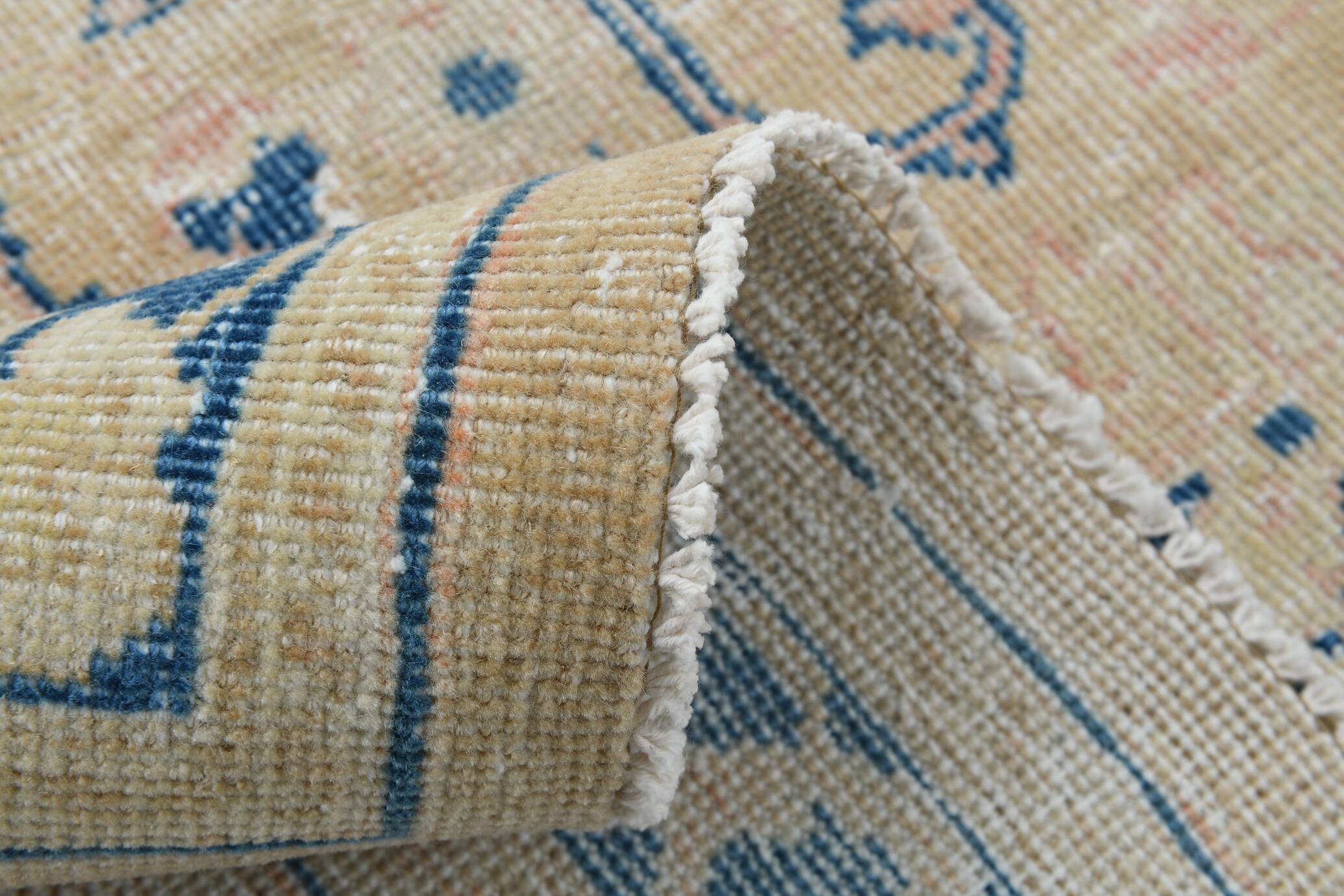 Tapis persan vintage beige et bleu à médaillon floral, 300x393 cm