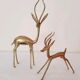 Trio gazelles and antelopes in brass and bronze