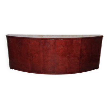 Italian convex sideboard in lacquered parchment by Aldo Tura