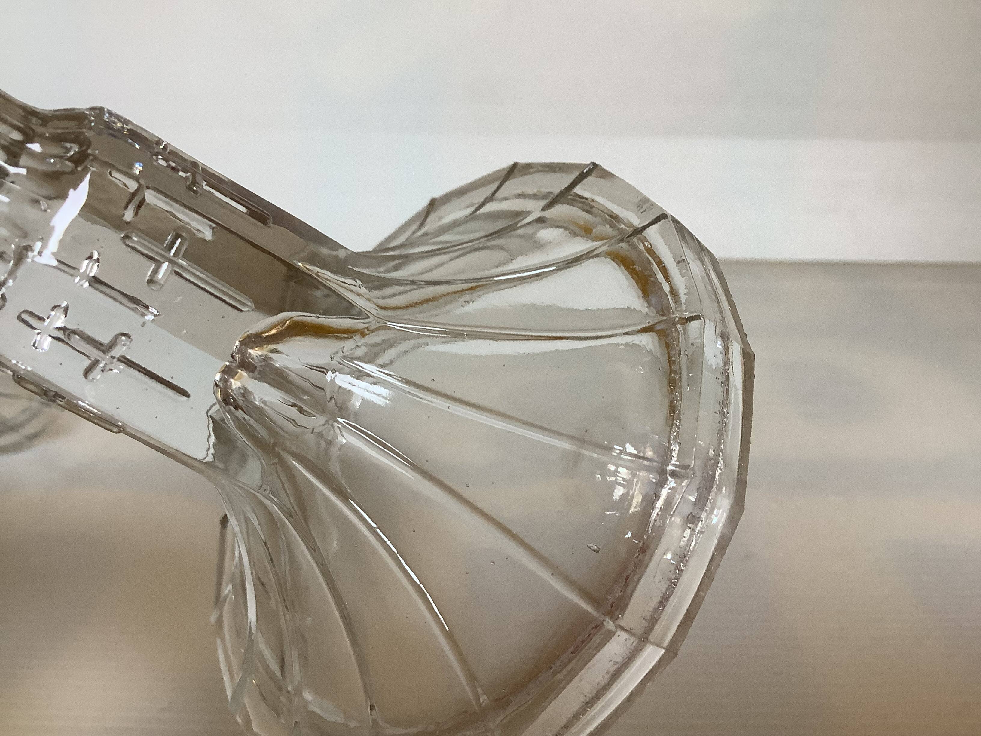 Pair of moulded glass candlesticks