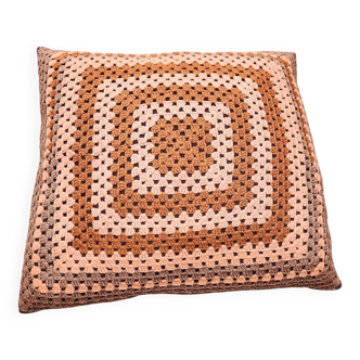 Old vintage retro crochet cushion