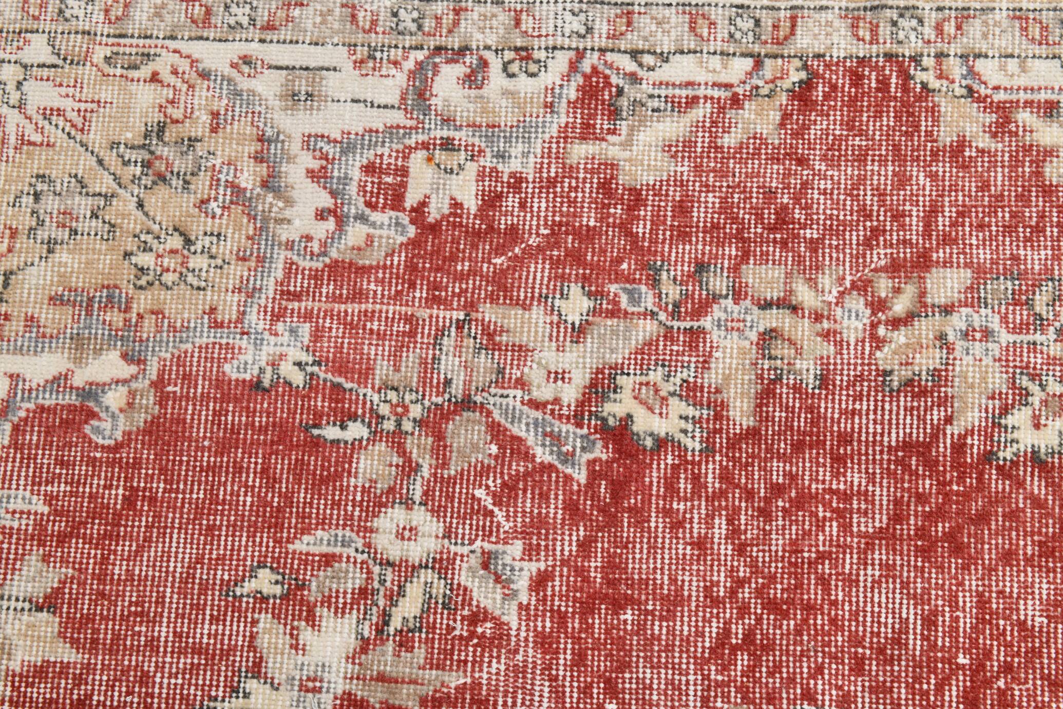 7x10 Faded Red Area Vintage Persian Rug, 199x311 Cm