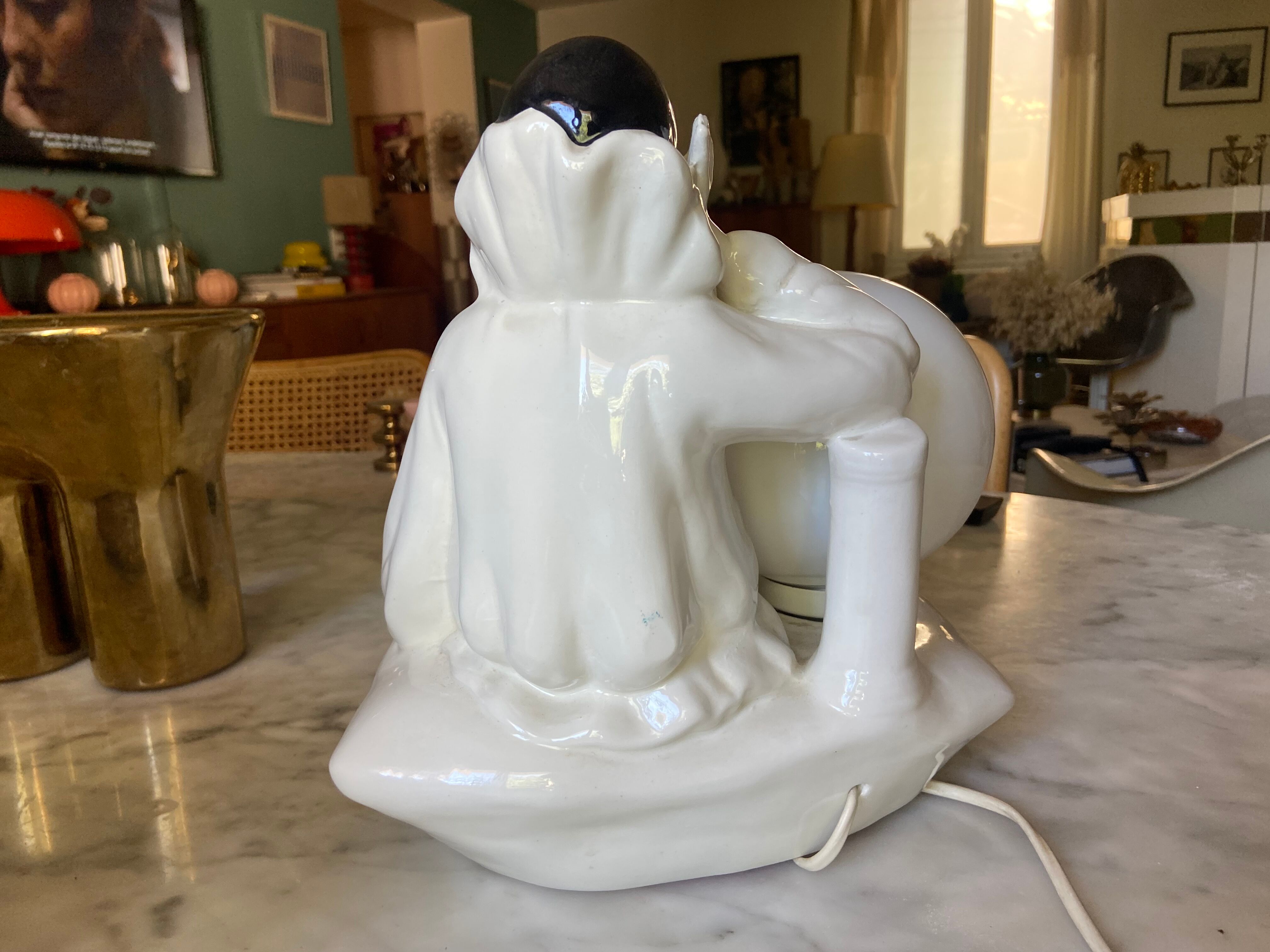 Vintage Pierrot ceramic lamp