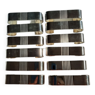 Set of 12 silver metal knife holders in Art Deco style
