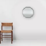 Art Deco octangular mirror in nickeled copper, France ca. 1920