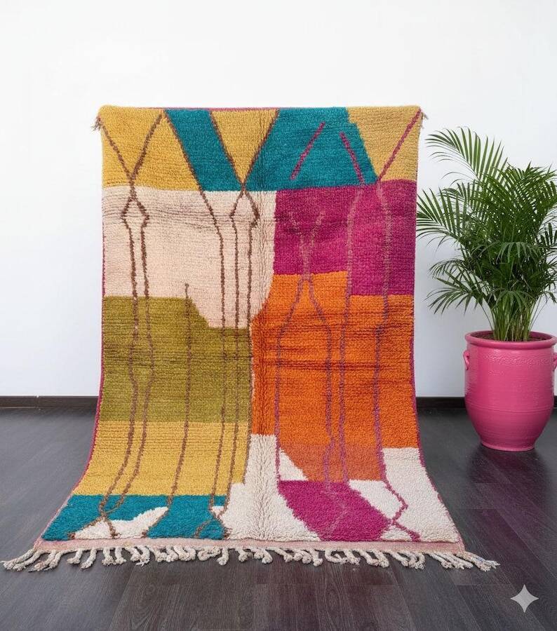 Handmade multicolored Moroccan rug 250cm x 150cm
