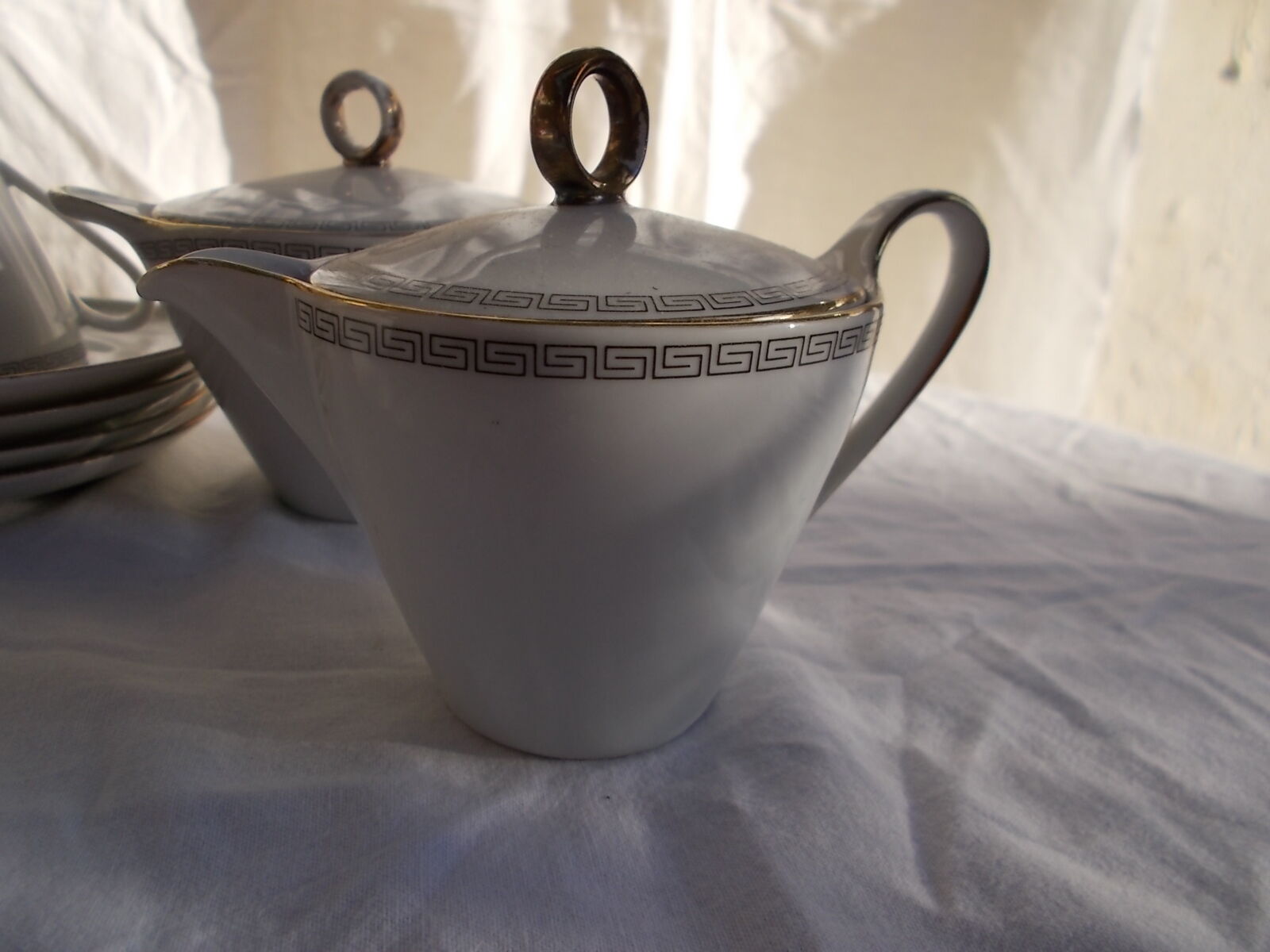 White and silver coffee service or Bavaria Waldsassen.