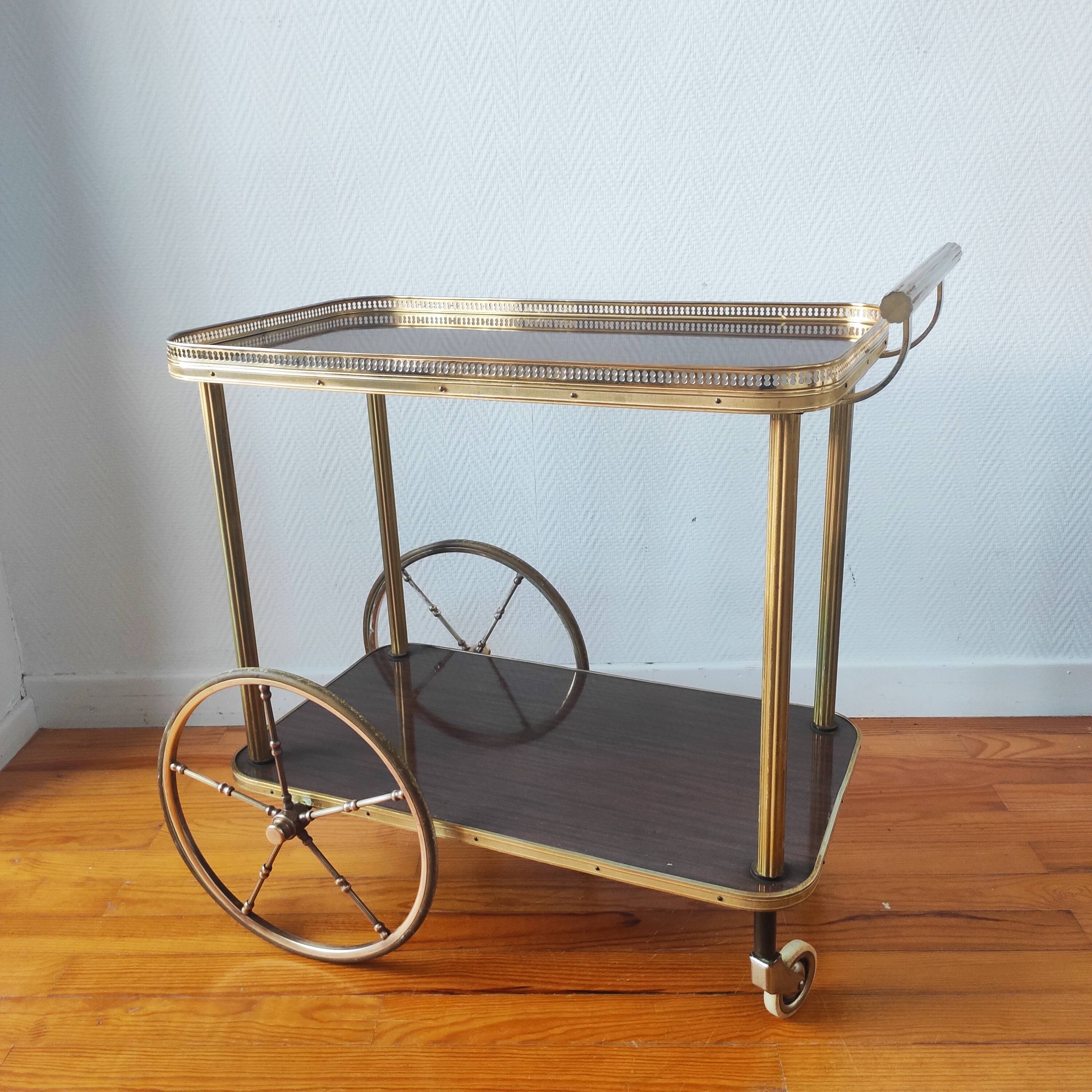 Vintage bar cart rolling serving trolley
