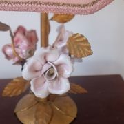 Golden lamp and pink lampshade