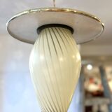 Mid-Century suspension in brass and opaline glass