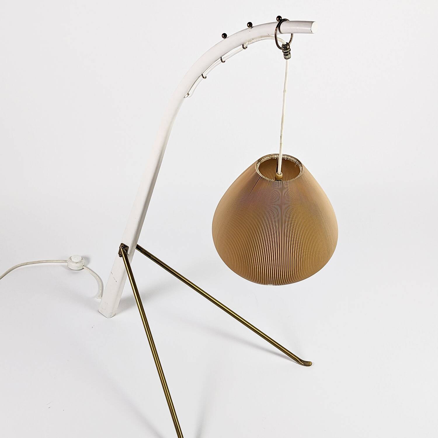 Small adjustable floor lamp, Rhodoid lampshade, 1950