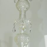 Chandelier with five branches glass and tassels /Bohemian Style Chandelier/vintage