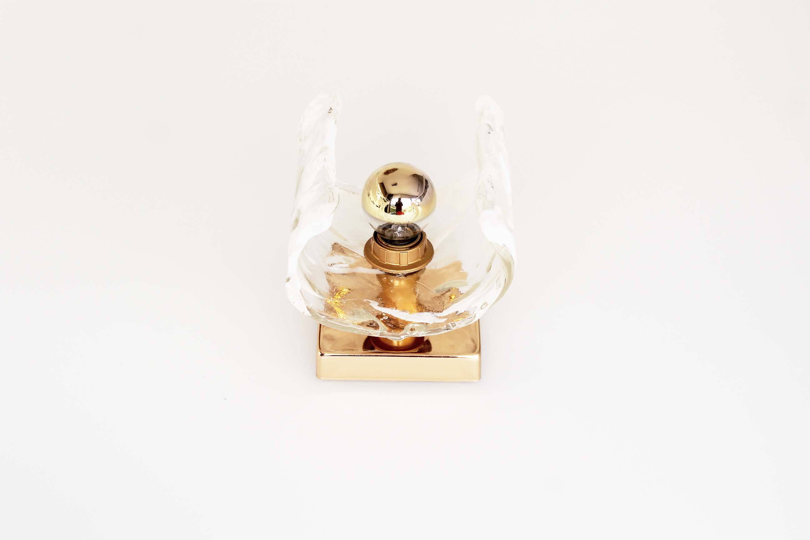 Single 1970’s Murano Glass ‘curved’ Wall Sconce by AV Mazzega