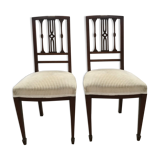 Pair of English chairs in beige velvet