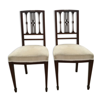 Paire de chaises anglaises en velours beige