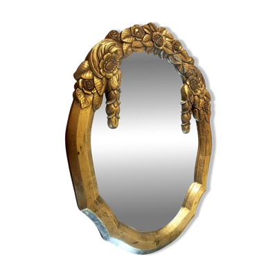 Miroir Art Déco cadre dor sculpté, France vers 1930