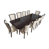 Art Deco Dining Table with Chairs, Paris, 1930, Set of 11