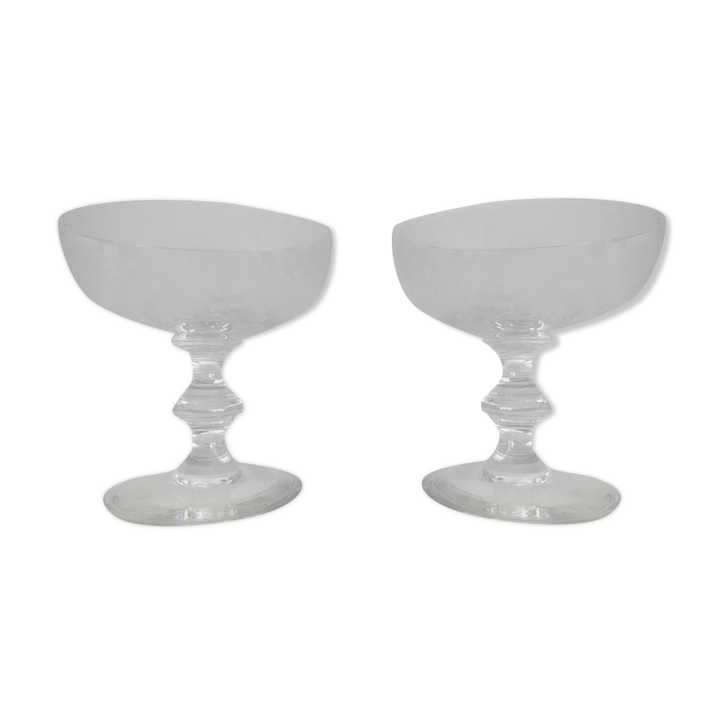 Pair of old crystal champagne glasses
