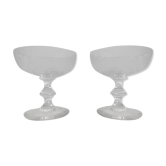 Pair of old crystal champagne glasses