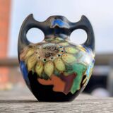 Handled Vase Gouda - Decor "Zonnebloem" (Sunflower) - Netherlands, 1930/50