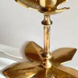 Pair of VINTAGE solid BRASS Flower CANDLE HOLDERS