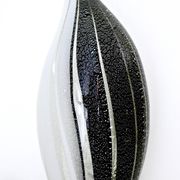 Black and White Penguin Murano Glass Table Lamp with Silver Flakes, Italy