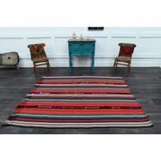 1970s Vintage Turkish Oushak Handmade Wool Cotton Red Area Rug 177x213
