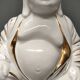 Seated Buddha lamp base ~ glazed and gold white ceramic ~ 80s