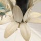 Vintage chandelier bouquet of blue flowers 5 candles in painted sheet metal.