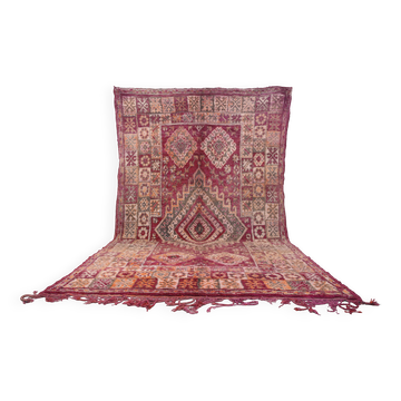 Purple Vintage Moroccan Rug 230 x 402 cm - Old Berber Wool Rug Handmade