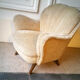 Fauteuil Club des années 40 50 original mid century Jaune beige vintage