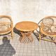 Vintage balcony garden furniture armchairs and table bamboo and rattan 1960