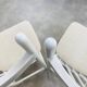 2 Scandinavian slatted chairs, white, from the 1960s.