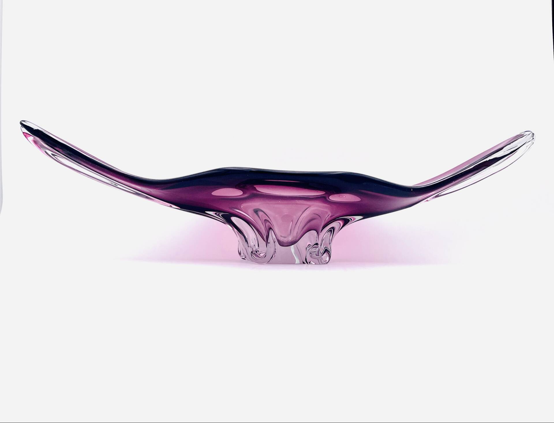 Coupe XXL Formia Murano Verre Soufflé Violet Mid-Century 62cm