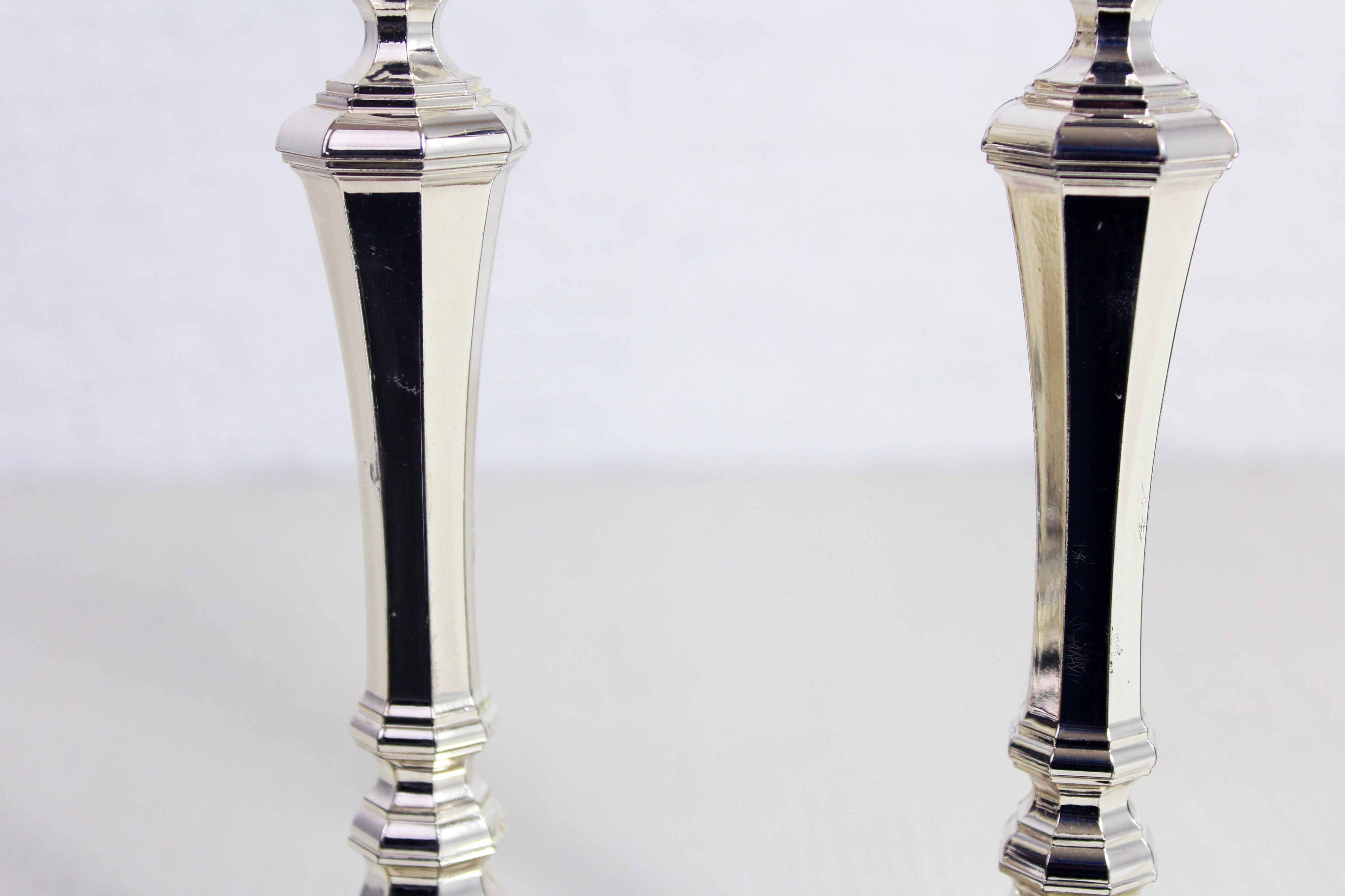 Pair of silver-plated metal candlesticks, BMF 1960