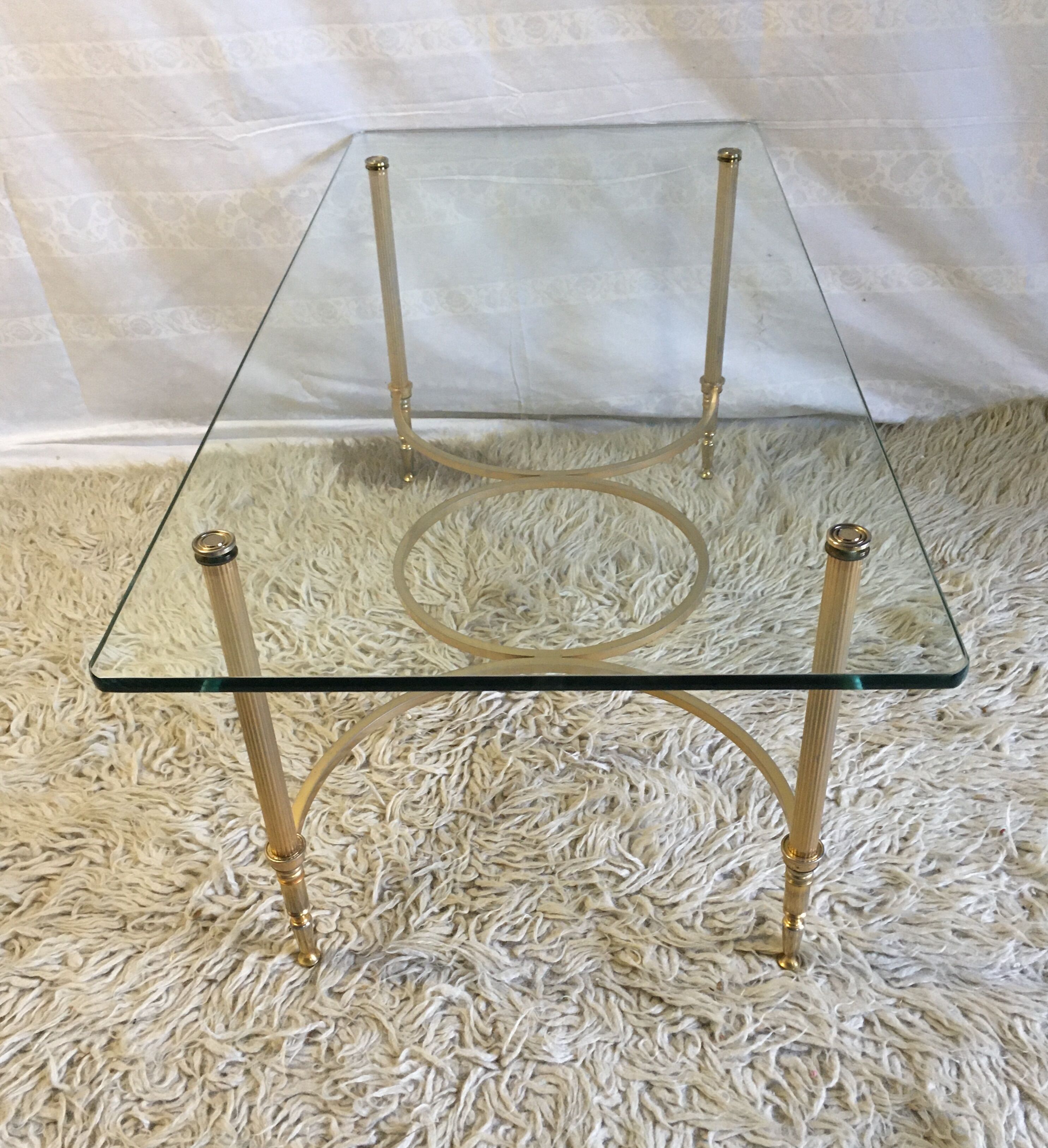 Brass and glass coffee table - 50s