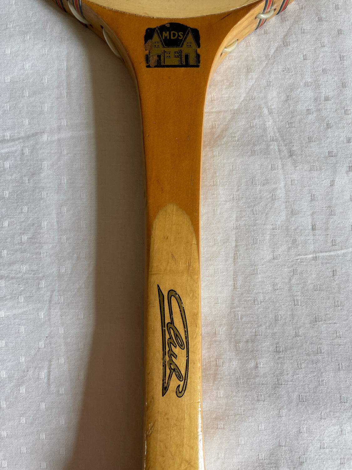 Vintage blond wood tennis racket