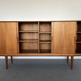 Model 19 High Sideboard in Teak with Sliding Doors by Gunni Omann for Omann Jun, 1960s