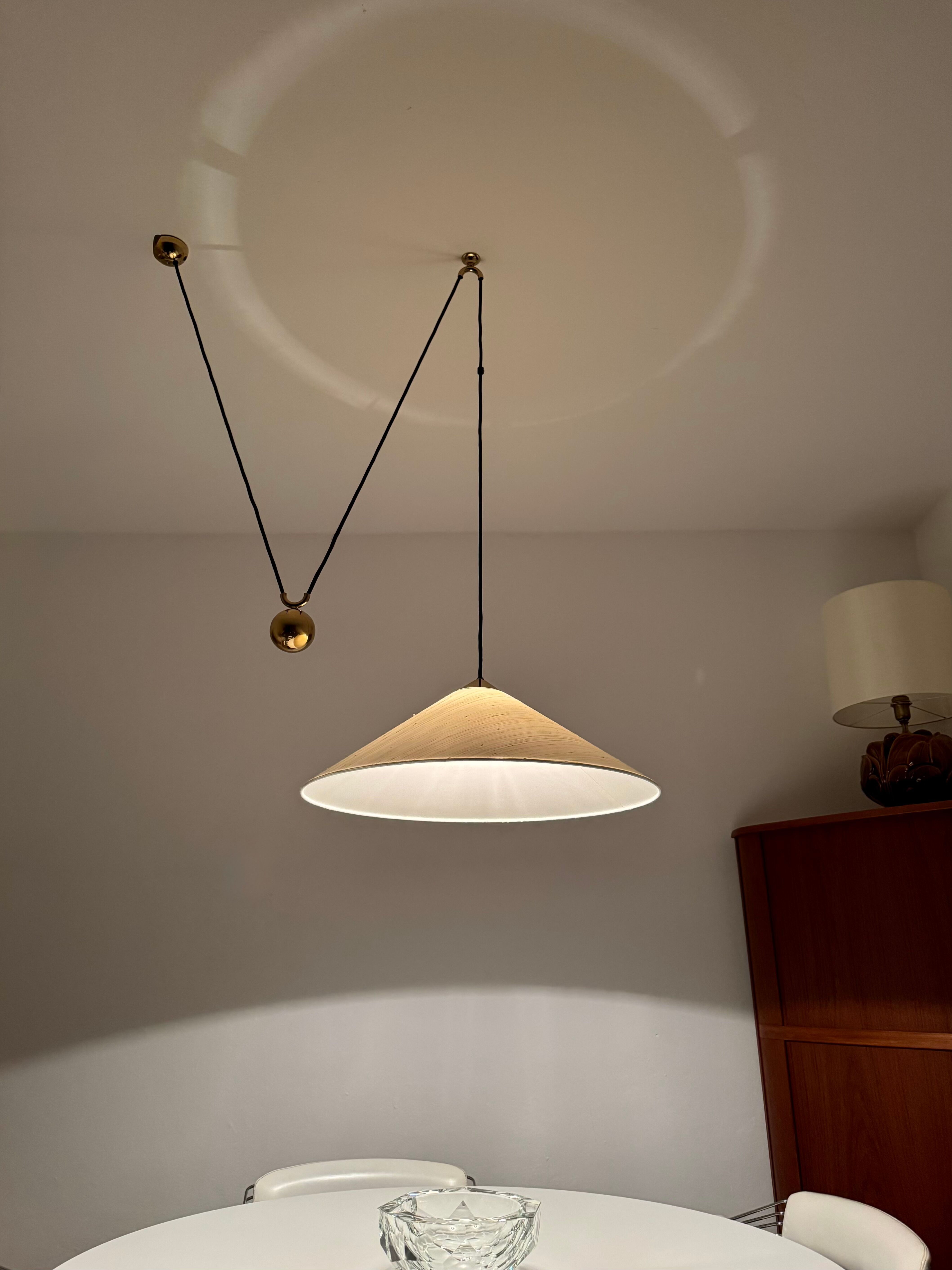 Large Adjustable Brass Pendant Lamp with Counterweight by Florian Schulz