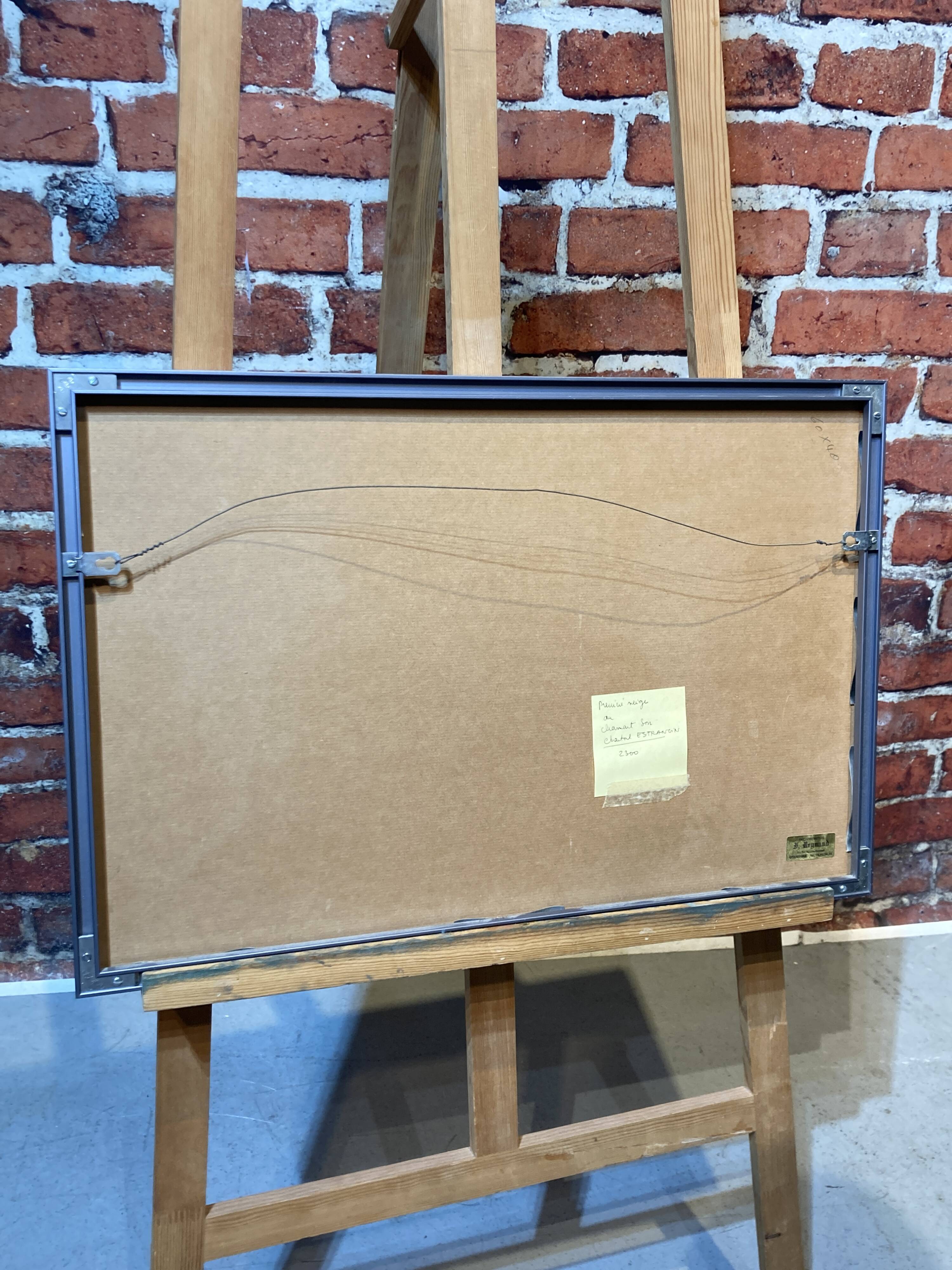 Framed entitled "first snow in the clamant son" by chantal estrangin