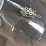 Pair of chrome candle holders and Marinette glass