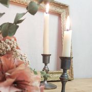 Pair of pewter candle holders