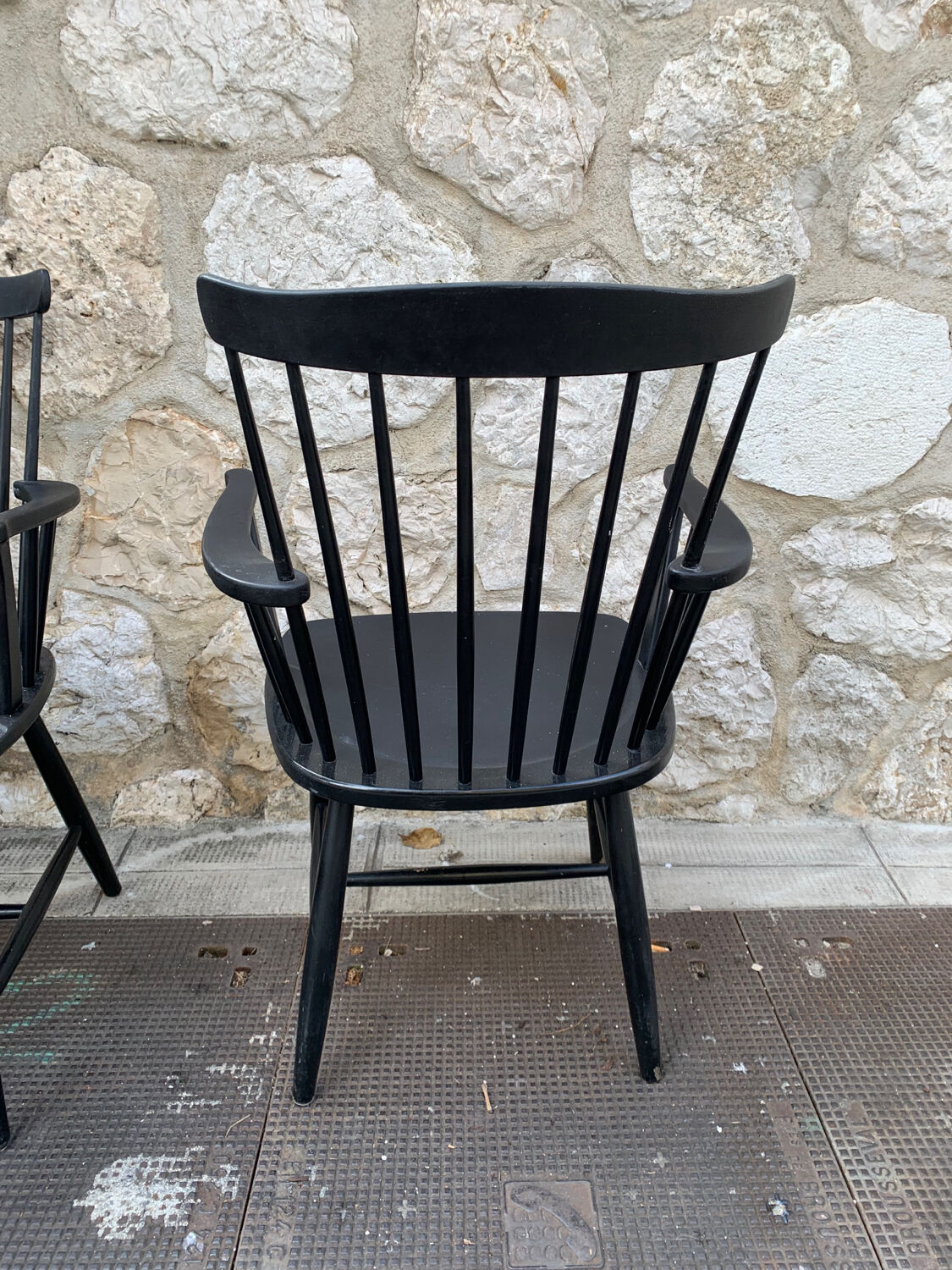 Set of 4 black Sven Erik Fryklund HagaFors armchairs