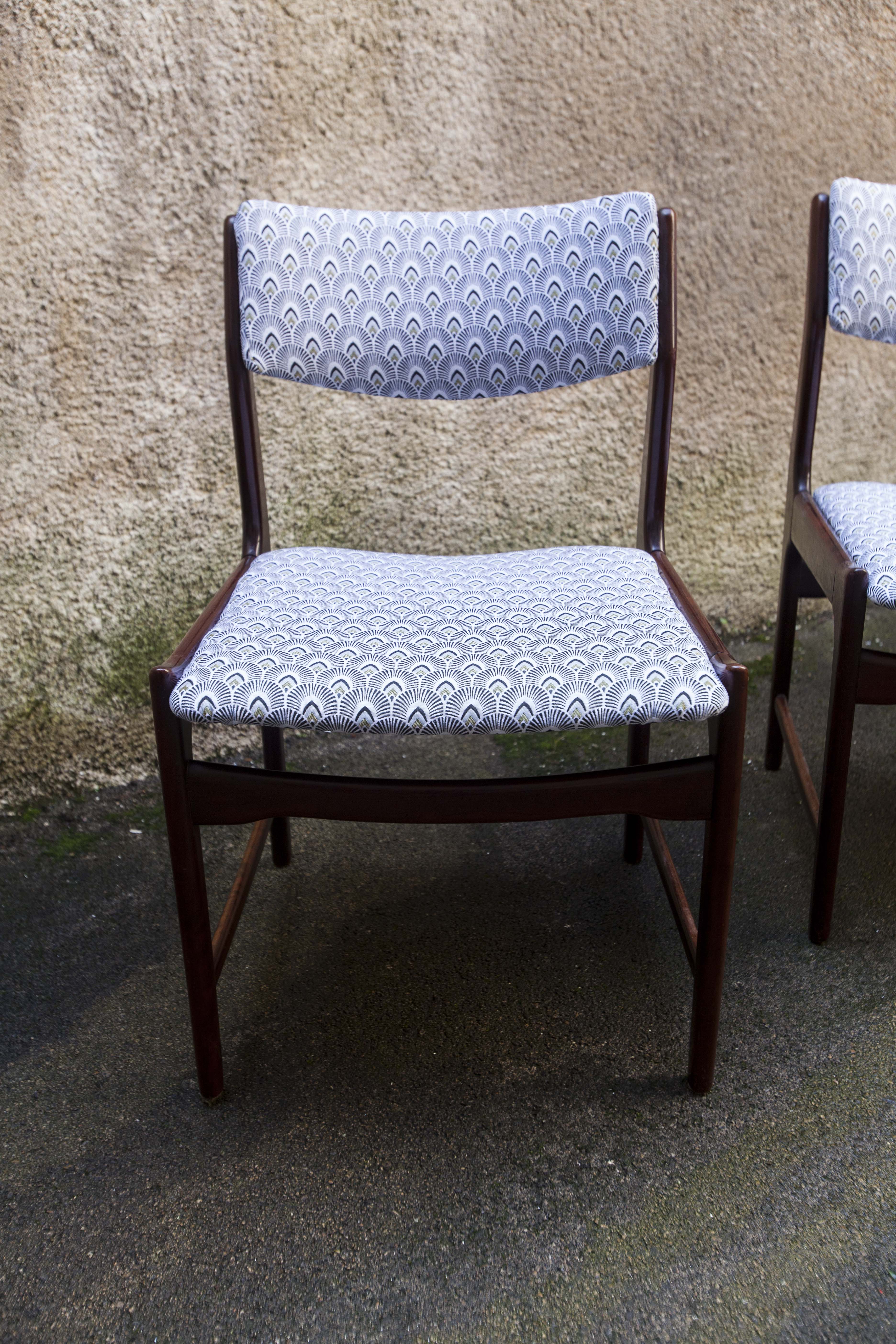 4 restored Scandinavian rosewood chairs