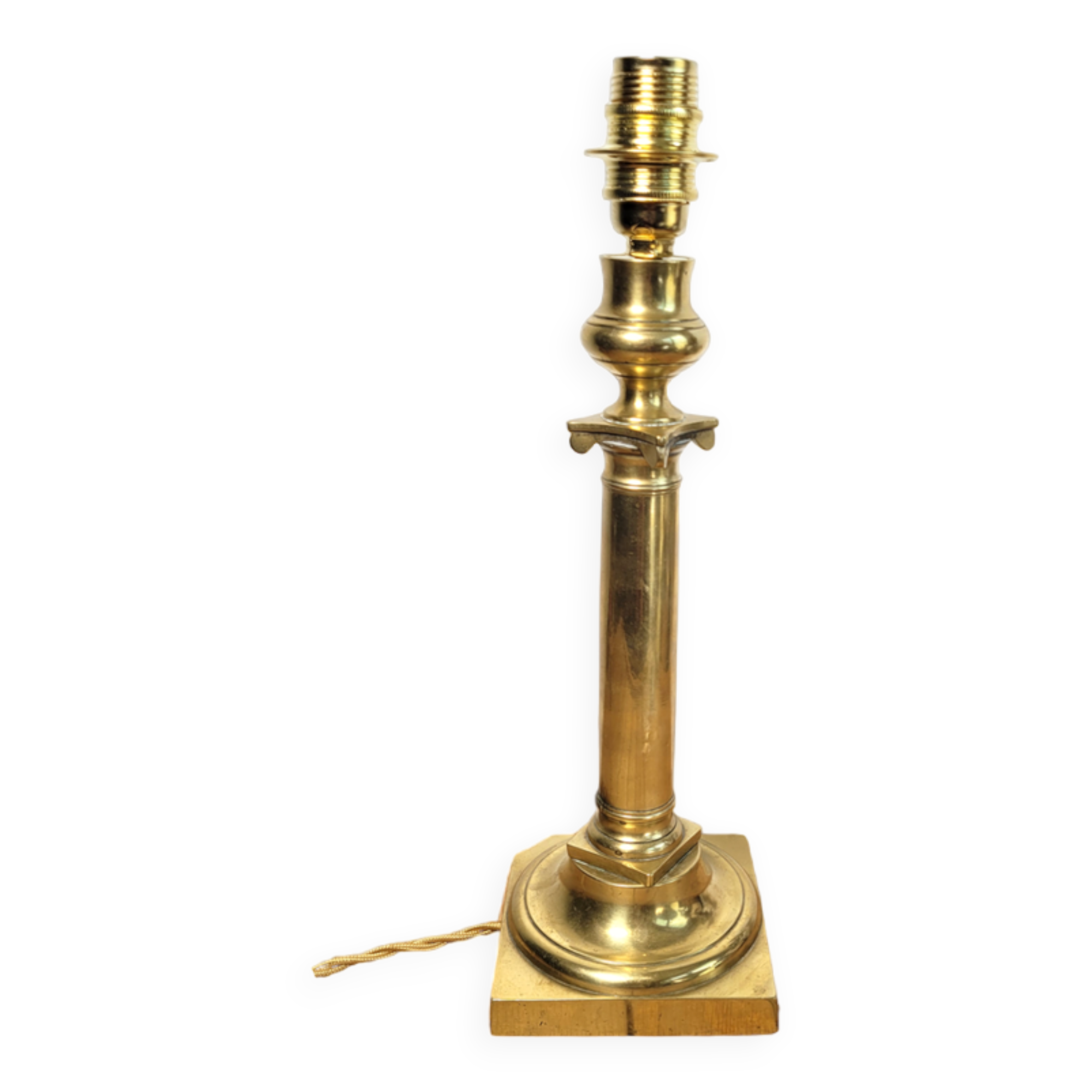 Golden brass candlestick lamp foot