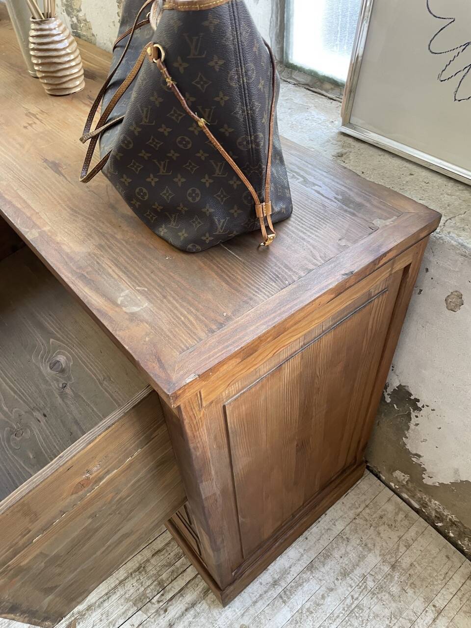 50s pitch pine haberdashery cabinet